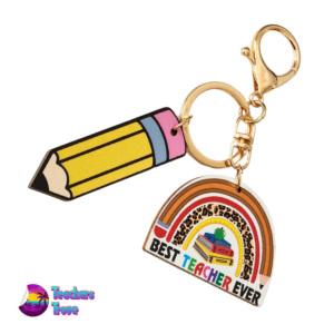 Rainbow Best Teacher Ever Keyring