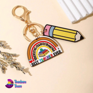 Rainbow Best Teacher Ever Keyring - Image 3