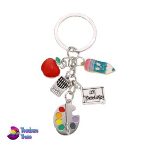 Creative Teacher Stainless Steel Blue Charm Keyring - Image 2