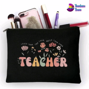 Floral Teacher Tote Bag and Pencil Case Set - Image 3