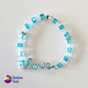Blue and White Crystal Bead Custom Bracelet Set - Image 6