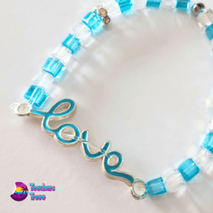 Blue and White Crystal Bead Custom Bracelet Set - Image 4