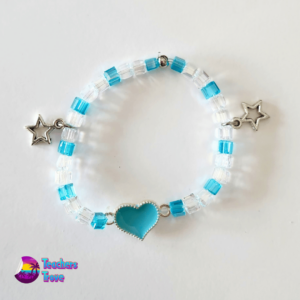 Blue and White Crystal Bead Custom Bracelet Set - Image 7