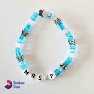 Blue and White Crystal Bead Custom Bracelet Set - Image 8