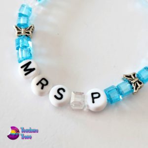 Blue and White Crystal Bead Custom Bracelet Set - Image 3