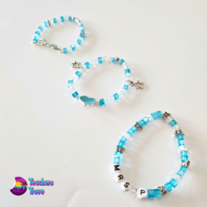 Blue and White Crystal Bead Custom Bracelet Set - Image 10