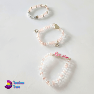 Pink and White Crystal Bead Custom Bracelet Set - Image 6