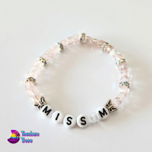 Pink and White Crystal Bead Custom Bracelet Set - Image 7