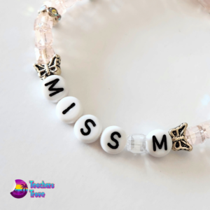 Pink and White Crystal Bead Custom Bracelet Set - Image 3