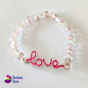 Pink and White Crystal Bead Custom Bracelet Set - Image 9