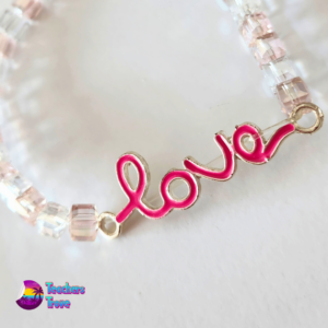 Pink and White Crystal Bead Custom Bracelet Set - Image 4