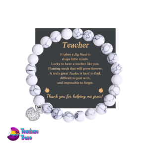 Marble Teacher Bracelet with Apple Charm