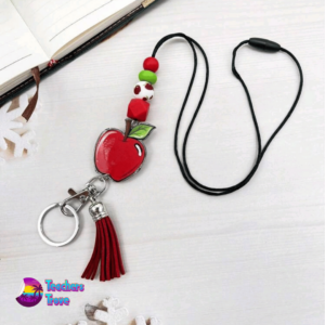 Vibrant Apple Silicone Beaded Teacher Lanyard - Image 2