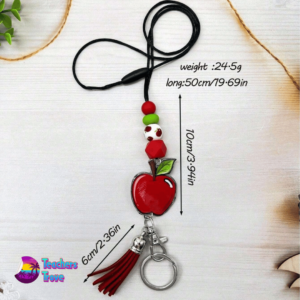 Vibrant Apple Silicone Beaded Teacher Lanyard - Image 3