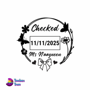 Floral & Bow Round Dater Stamp: S-524D Medium Size - Image 2