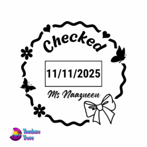 Floral & Bow Round Dater Stamp: S-524D Medium Size - Image 3