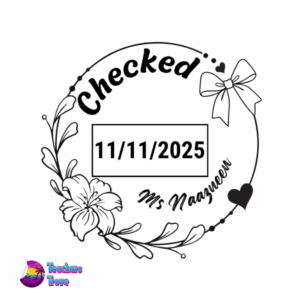 Floral & Bow Round Dater Stamp: S-524D Medium Size - Image 4