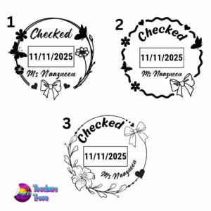 Floral & Bow Round Dater Stamp: S-524D Medium Size - Image 1