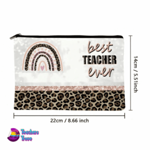 Leopard Print Rainbow Pencil Case - Best Teacher Ever - Image 2