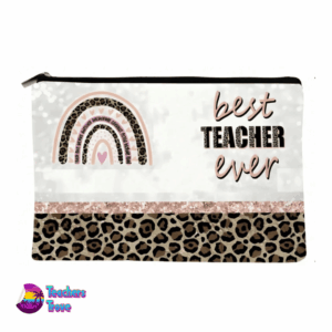 Leopard Print Rainbow Pencil Case - Best Teacher Ever