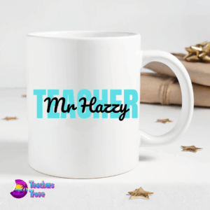 Teach, Love, Inspire Blue Personalised Mug - Image 3