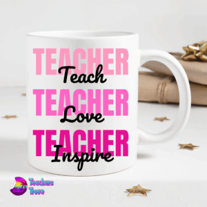 Teach, Love, Inspire Pink Ombré Personalised Mug - Image 2