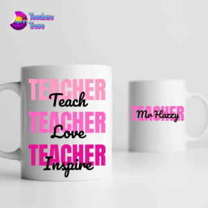 Teach, Love, Inspire Pink Ombré Personalised Mug - Image 1