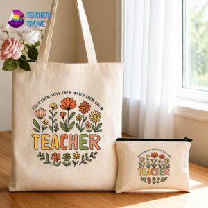 Teach Them, Love Them, Watch Them Grow Tote Bag Set with Pencil Case