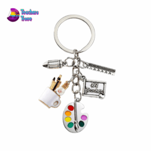 Creative Teacher Stainless Steel White Charm Keyring