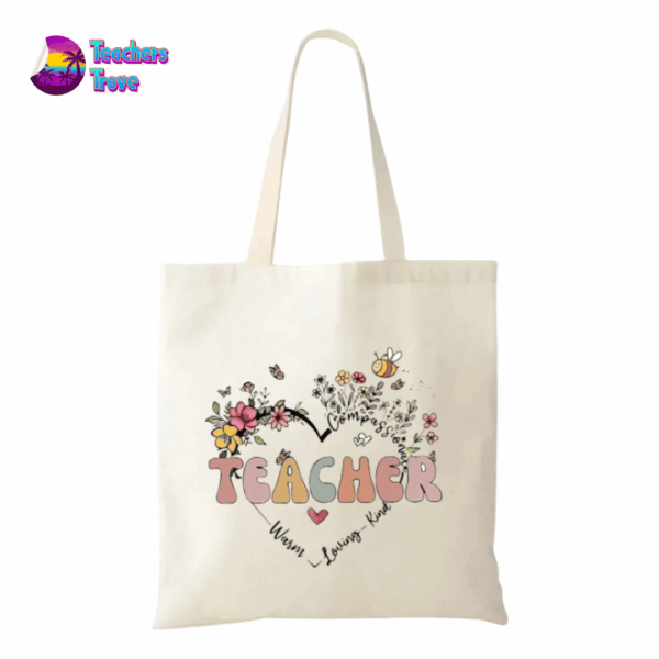 Floral Heart White Tote Bag