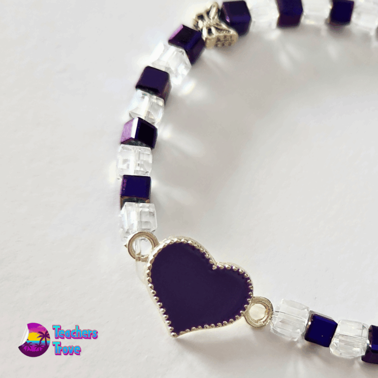 Second image of Purple and White Crystal Bead Custom Bracelet Set