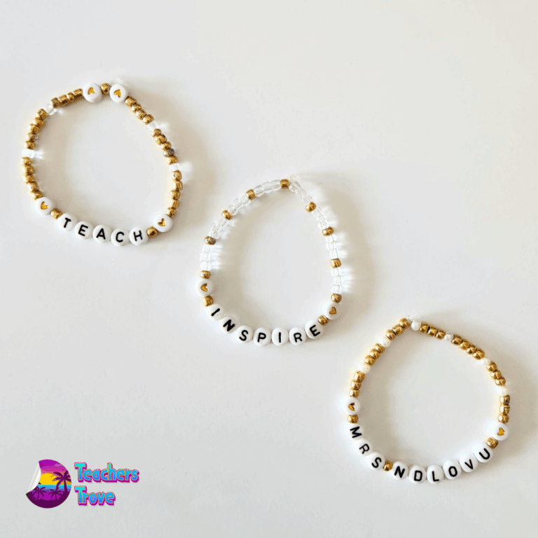 Teach, Inspire Gold and White Custom Bracelet Set