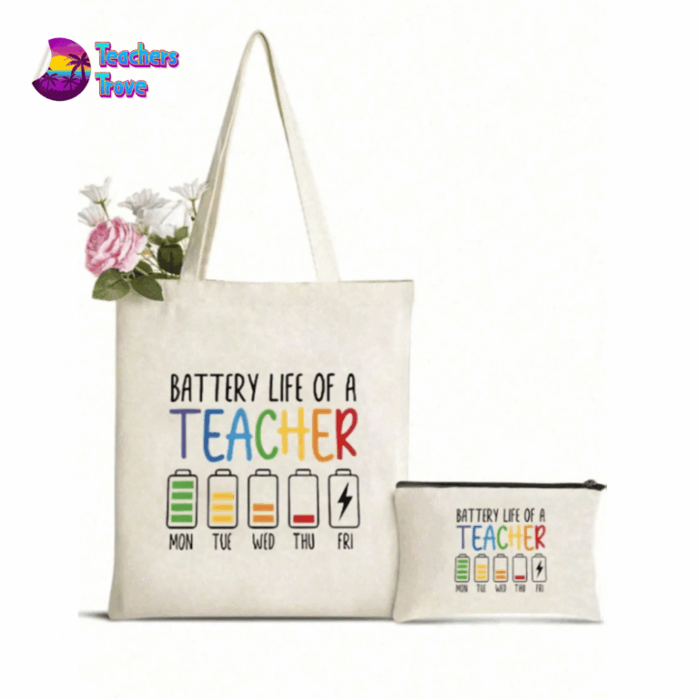 Battery Life of a Teacher White Tote Bag & Pencil Case Set