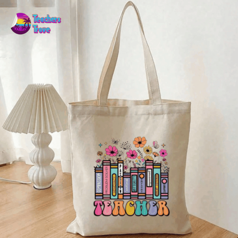 Colourful Book Themed Teacher Tote Bag