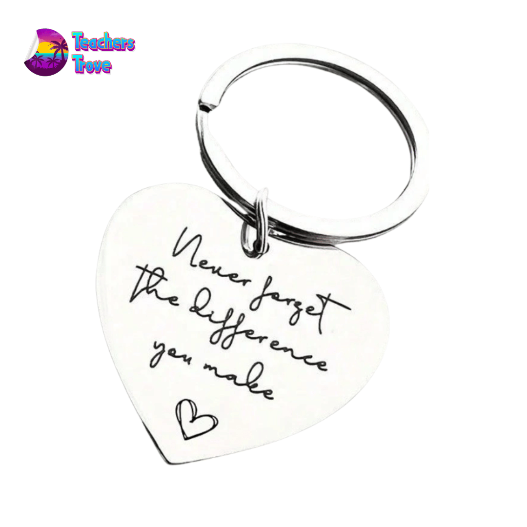 “Never Forget the Difference you Make” Stainless Steel Heart Keyring