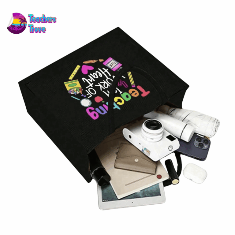 Second image of Teaching Is A Work of Heart Colourful Bag